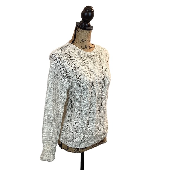 VINCE Cable Knit Open Weave Cotton Blend Sweater - Picture 11 of 12